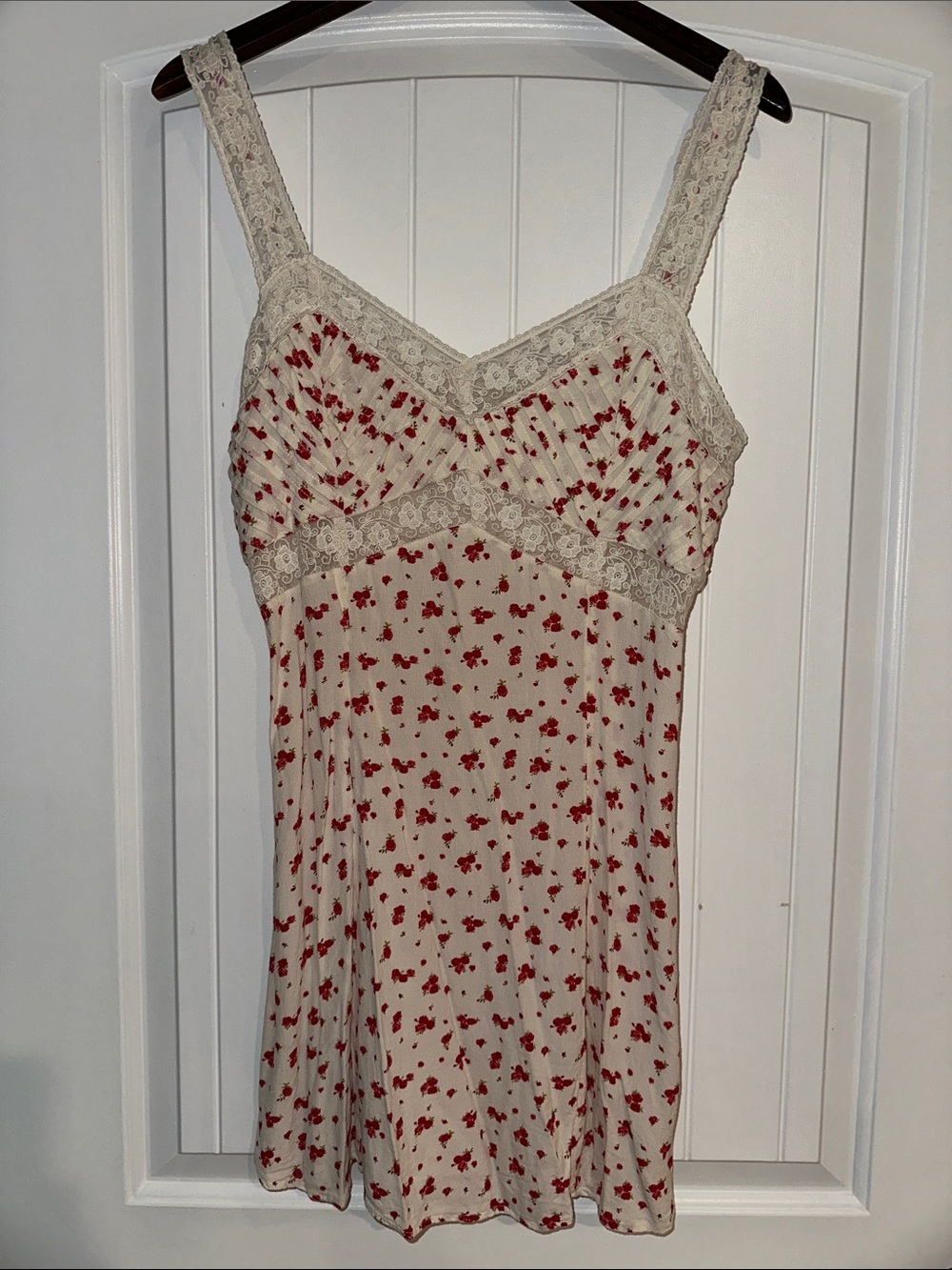 American Eagle Outfitters Cream Mini Dress with Red Floral Print
